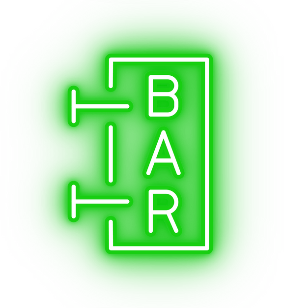 Neon green bar sign icon