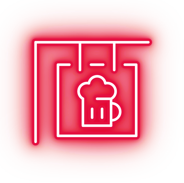 Neon red beer sign icon