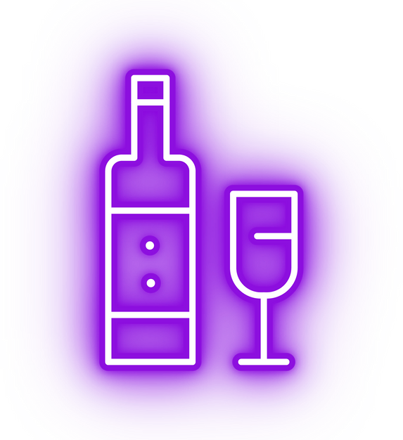 Neon purple wine bottle icon