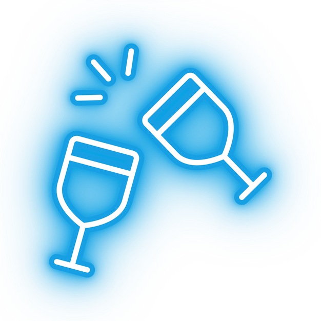 Neon blue glasses icon