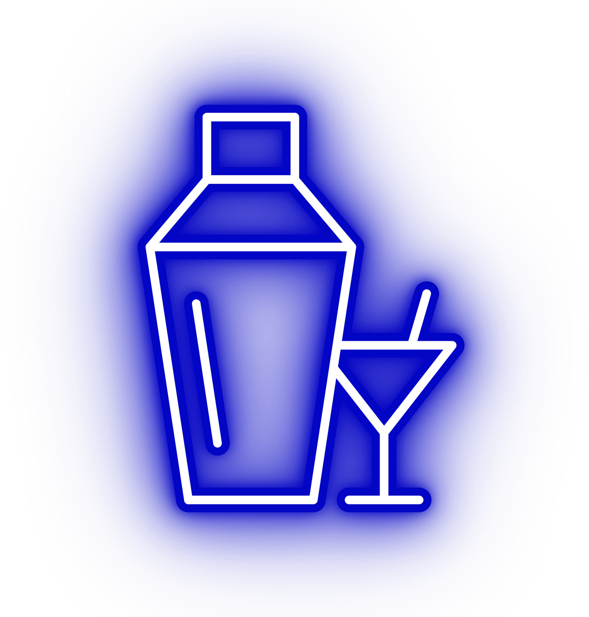 Neon blue bartending icon