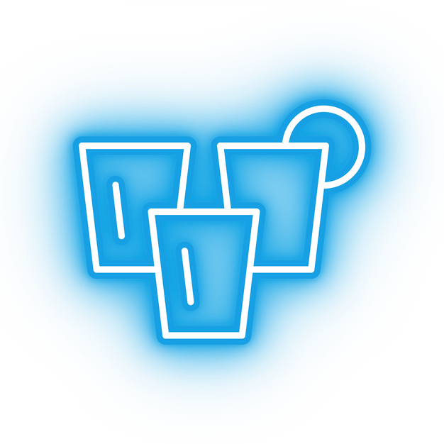 Neon blue shot glasses icon
