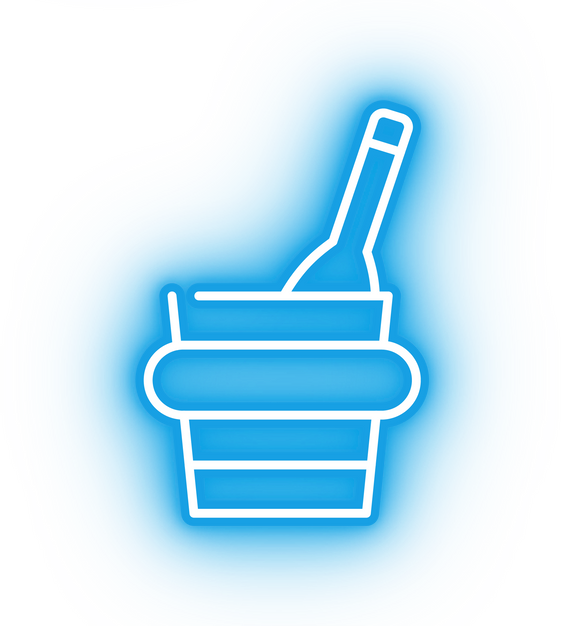 Neon blue wine icon
