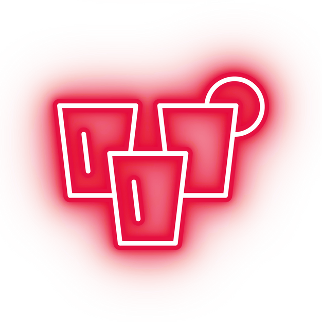 Neon red shot glasses icon