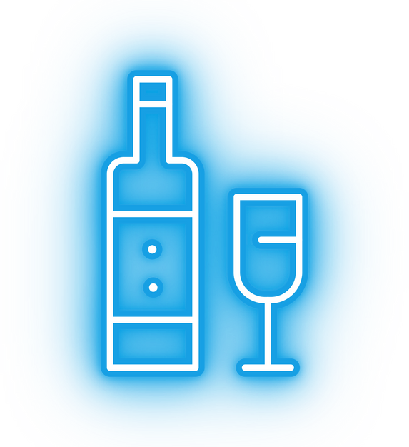 Neon blue wine bottle icon