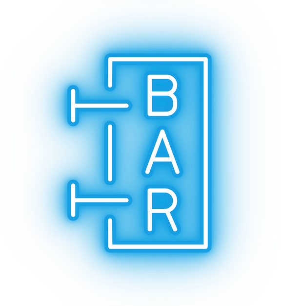 Neon blue bar sign icon