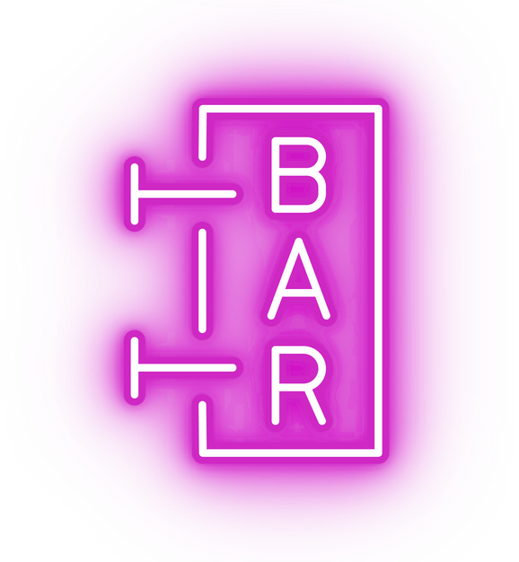 Neon pink bar sign icon