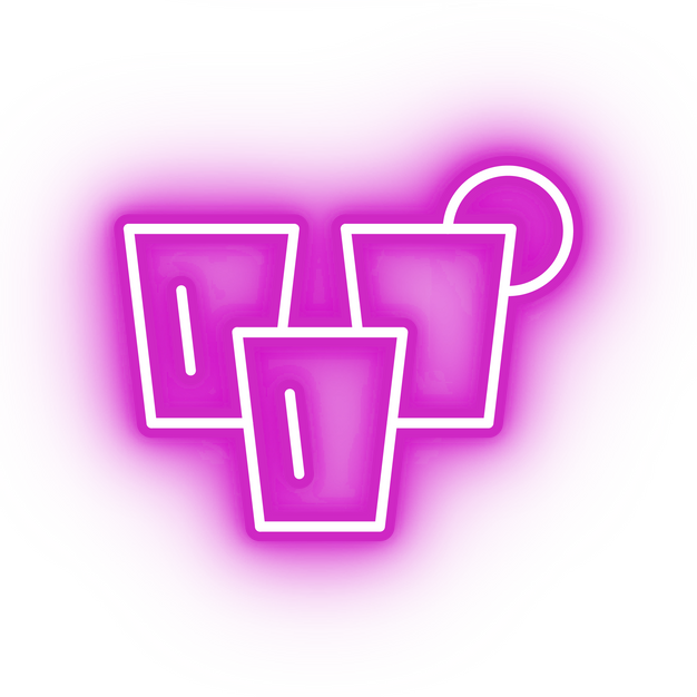 Neon pink shot glasses icon